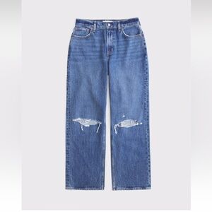 New with Tags Abercrombie The Loose High Rise Wide Leg Distressed Jeans Size 28